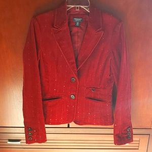 American Eagle Outfitters maroon corduroy blazer with sequins. Size medium
